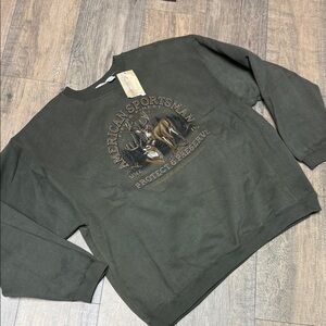 NWT Fieldmaster American Sportsman Olive Green Crewneck Deer Sweatshirt
